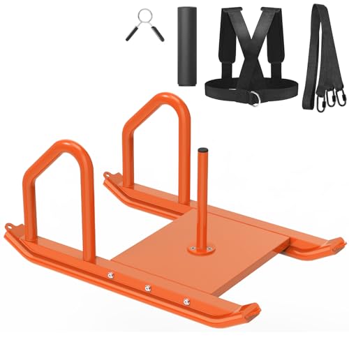 Kipika Weight Sled, Workout Sled, Fitness Strength Training Sled, Speed Training Sled for Athletic Exercise, Speed Improvement, Easily Through Obstacles, Suitable for 1" & 2" Weight Plate - color: C- Orange