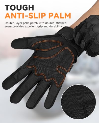KUMGIM Tactical Motorcycle Gloves with Knuckle Protection Touchscreen - color: Black, size: Large