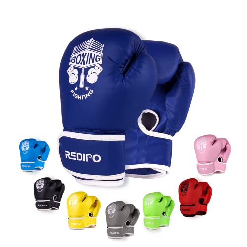 Kids Boxing Gloves, Sponge Foam Training Sparring Gloves Thai Kick Boxing for Kid and Youth, Suitable for Boys and Girls Age 3 to 9 Years - color: navy, size: 6oz