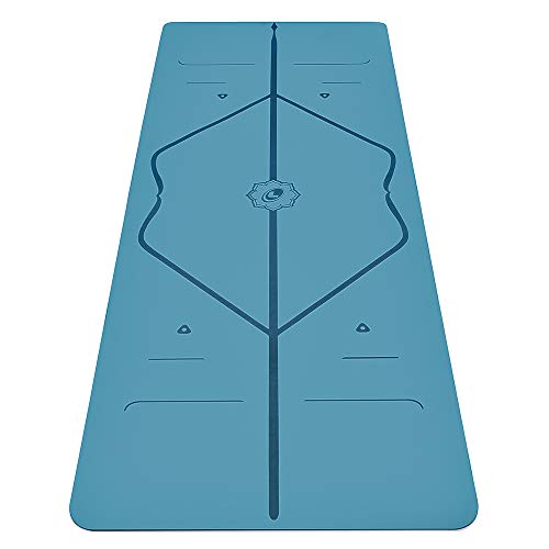 Liforme Travel Yoga mat – Patented Alignment System, Warrior-Like Grip, Non-Slip, Eco-Friendly, Ultra-Lightweight and Sweat Resistant, Made with Natural Rubber - color: Blue