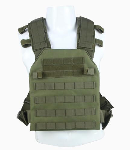 Tactical Adjustable Weighted Vest for Men and Women WODs, Strength Endurance Training Fitness Workouts Running - Quick Release, Molle System - color: Green
