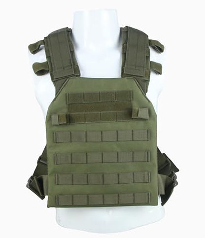 Tactical Adjustable Weighted Vest for Men and Women WODs, Strength Endurance Training Fitness Workouts Running - Quick Release, Molle System - color: Green