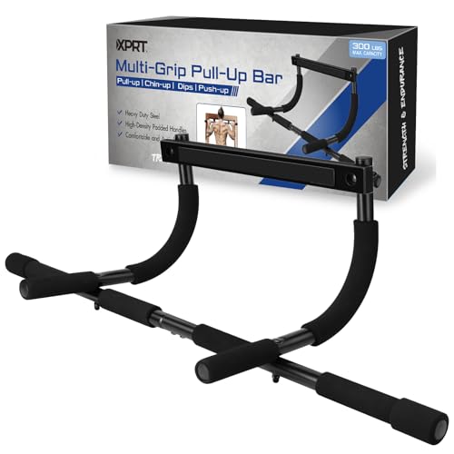 Doorway Pull Up Bar - Heavy Duty 300lb Capacity Multi-Grip Chin Up Bar for Home Gym, Upper Body Workout Equipment with Comfortable Foam Grips