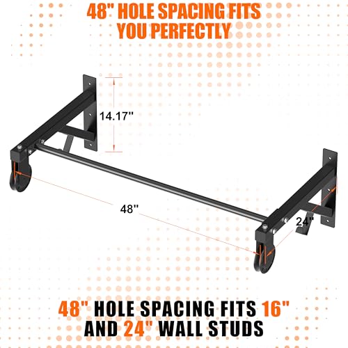 Pull Up Bar Wall Mounted, Heavy Duty 650 lbs Capacity Chin Up Bar, 48" Multi-Grip Strength Training Pull-up Bars, for Home Gym Garage/Backyard Total Body Workout, Ease Of Use Mounting