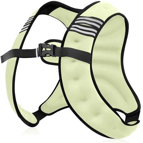 NATURELUX Weighted Vest Men or Women - 5/10/15/20/25/30lbs Weights with Reflective Stripe, Weighted Vest for Workout Equipment for Strength Training Running - Walking Weight Loss - color: Pale Green, size: 10 lbs