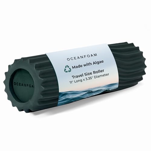 Ripple Travel Foam Roller (11" x 3.35") Firm Mini Foam Roller for Physical Therapy, Deep Tissue Massage, Back Pain - High Density, Ergonomic Wave Textured - Yoga, Pilates, Exercise (Hunter) - color: Hunter