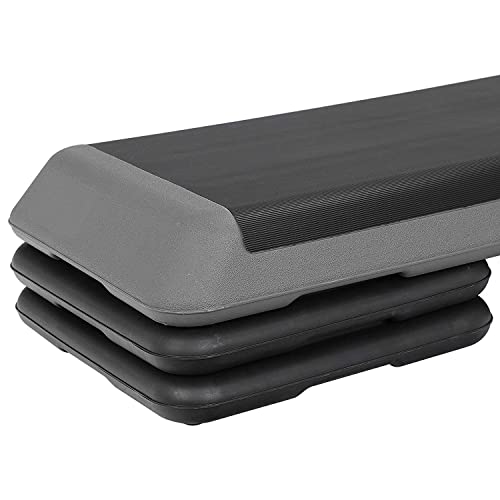 43-inch Aerobic Stepper Exercise Step Adjustable Workout Platform with 4 Training Riser - 4” 6” 8" for Fitness, Black