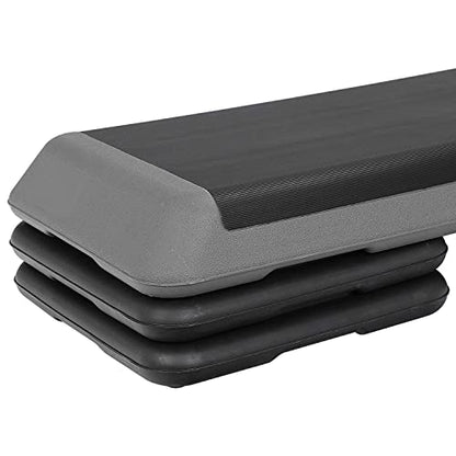 43-inch Aerobic Stepper Exercise Step Adjustable Workout Platform with 4 Training Riser - 4” 6” 8" for Fitness, Black