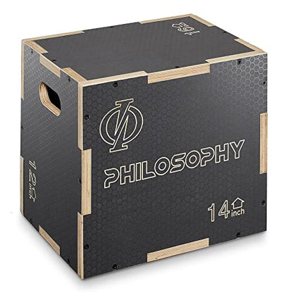 Philosophy Gym 3-in-1 Non-Slip Wooden Plyo Box, Wood Plyometric Jump Box Platform for Home Gym, HIIT, Step-Ups, and Strength Training