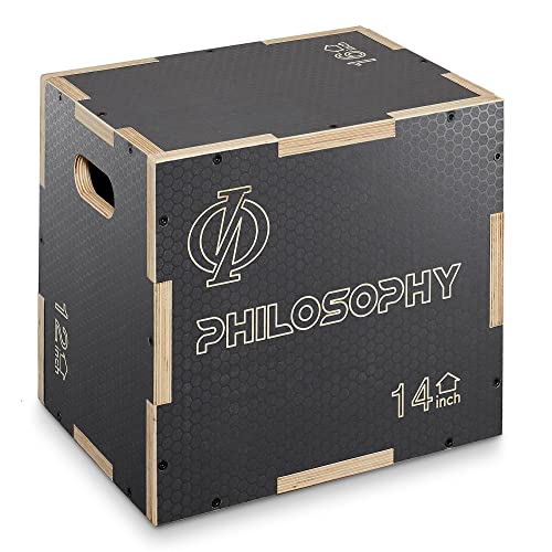Philosophy Gym 3-in-1 Non-Slip Wooden Plyo Box, Wood Plyometric Jump Box Platform for Home Gym, HIIT, Step-Ups, and Strength Training