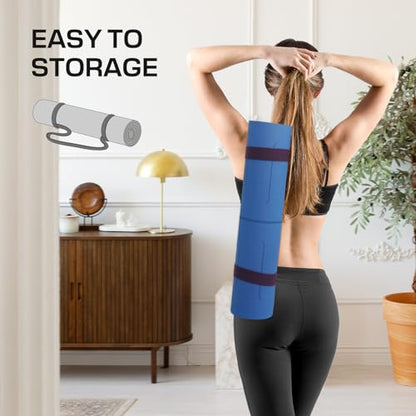U&M Yoga Mat Non Slip, 0.24" Thick 72"x24" TPE Yoga Mats for Women Men, Anti-Tear Exercise & Fitness Mat with Carrying Strap, Workout Mats for Yoga, Pilates and Floor Exercise