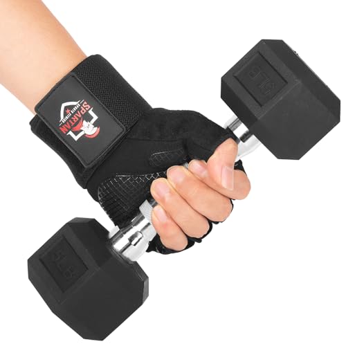 Spartan Gym Gloves for Men & Women – Weight Lifting Gloves with Wrist Support, Full Palm Protection, Breathable Non-Slip Grip for Weightlifting, Workout, Training, Fitness, Crossfit, Exercise - size: Large