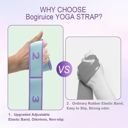 Yoga Straps for Stretching Strap Elastic for Physical Therapy Dance Yoga Pilates Gymnastics Exercise Flexible Pilates Stretch Band for Women Men