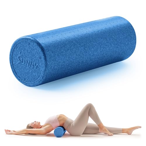 Sunny Health & Fitness High-Density Foam Roller 12" to 36", for Stretching & Muscle Recovery – Black, Blue, Pink