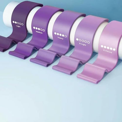 5-Pack TPE Resistance Loop Bands for Glute and Leg Workout with Gradient Colors - color: Purple