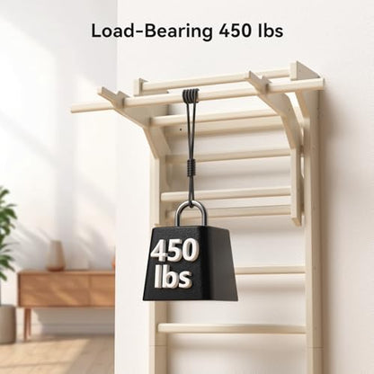 Swedish ladder wall gym adult & Pull Up Bar Gymnastics Bar – Ultimate Wall Bars for Exercise with Adjustable Dip Bar Attachment,Moves wall bars, Wood Stall Bars for Home, Calisthenics, Physical Therapy and Kids Training