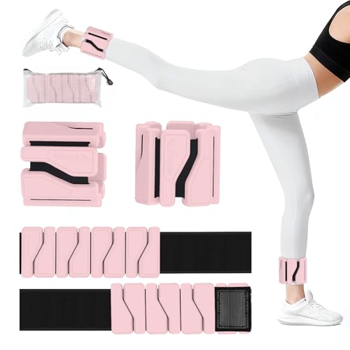 Abahub Adjustable Wrist & Ankle Weights 2Pack, Wearable Silicone Weighted Bracelet for Women, Arm Leg Weights for Home Gym Workout, Jogging, Yoga & Pilates - color: Pink, size: 2LB Pair (1LB X 2)