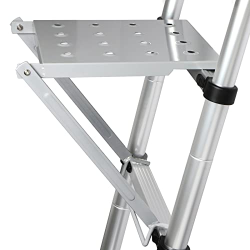 TooCust Ladder Platform for Extension Ladders - 400 lbs Heavy Duty Anti-Slip Wide Standing Step & Work Tray, Stable Safety Accessory for Painting, Gutter Cleaning & Window Washing (Silver) - color: Silver