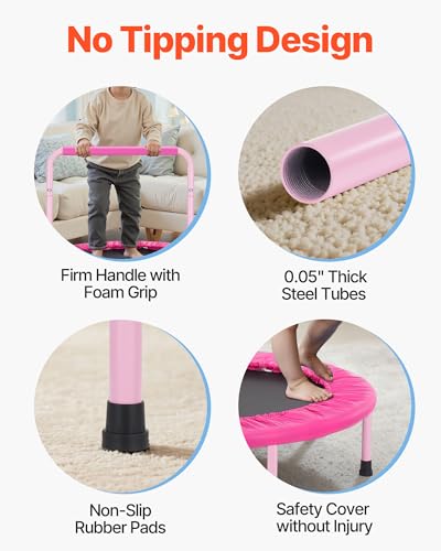 VEVOR 3FT Trampoline for Kids, 36" Trampolines Indoor/Outdoor Trampoline for Toddlers, Foldable Mini Baby Jump Toy with Foam Handle, Recreational Trampolines Birthday Gift for 3+ Years Kids