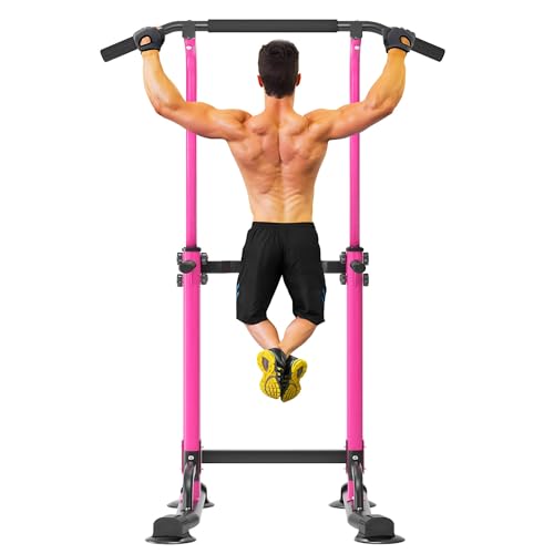 Adjustable Pull Up Bar Free Standing, Steel Pullup Dip Station for Home Gym, Portable Power Tower Pull Up Bar with Widened Base for Tall man, 400 LBS