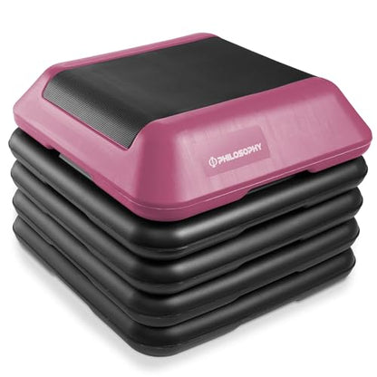 Philosophy Gym Aerobic Exercise Adjustable High Step Platform, with 4 Risers Included