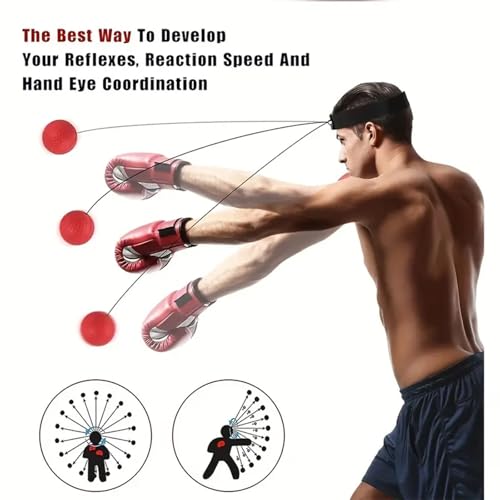 4 Difficulty Levels Boxing Reflex Ball with 1 Adjustable Headbands,MMA Training Equipment,Punching Ball,Perfect for Fight Reaction,Hand Eye Coordination,Punching Speed,Agility, for Adults and Kids