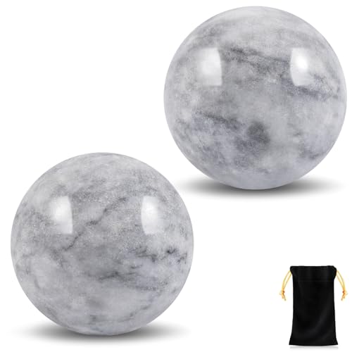 Learay 2Pcs Baoding Balls, Baoding Balls for Hand Therapy, Chinese Health Exercise Massage Balls with Carry Pouch for Stress Relief Meditation Ball(Misty-Gray/1.57 inch)