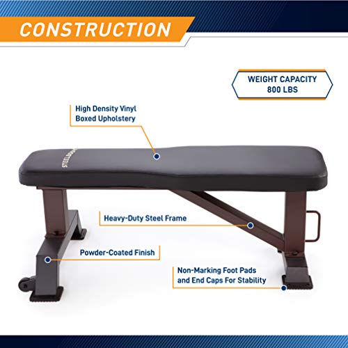 Steelbody Deluxe Utility Weight Bench for Home Gym Weightlifting and Strength Training - color: Kodiak Brown - Flat