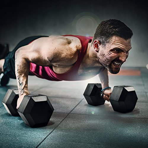 Yes4All Rubber Grip Encased Hex Dumbbell – Hand Weights With Anti-Slip 5-50 LBS Single - color: B. 10 Pounds