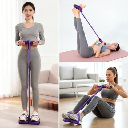21 Fitness Resistance Bands-6 Tube Pedal Ankle Puller, Multifunction Tension Rope, Pedal Resistance Band with Handle Sit Up Exercise Equipment Home Gym Tummy Trainer for Men Women (Size:8 Tube)