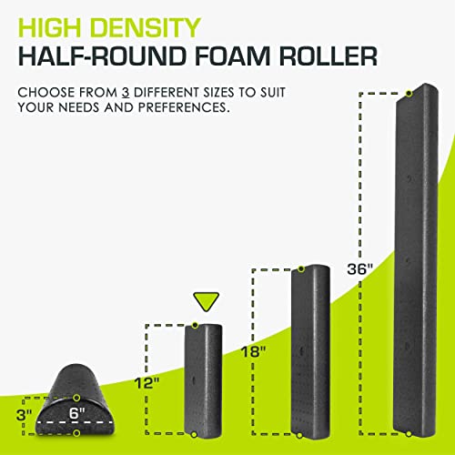 ProsourceFit High Density Foam Rollers - inches long. Firm Full Body Athletic Massager for Back Stretching, Yoga, Pilates, Post Workout Trigger Point Release - color: Black - 12" X 3"