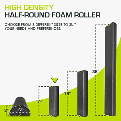 ProsourceFit High Density Foam Rollers - inches long. Firm Full Body Athletic Massager for Back Stretching, Yoga, Pilates, Post Workout Trigger Point Release - color: Black - 12" X 3"