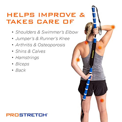 ProStretch StretchRite, Physical Therapy Stretching Strap with Grip Handles for Sore and Tight Muscles, Includes Instruction Guide, Blue/White