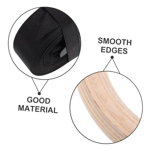 Hemoton Wooden Gymnastic Rings with Adjustable Straps Indoor Fitness Workout Gear for Strength Training Bodyweight Exercises and Enhanced Flexibility and Design for Home Use
