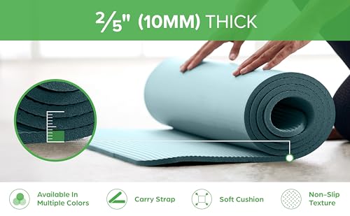 Gaiam Yoga Mat, Pilates & Exercise Mat, Thick Mat 2/5" (10mm) Workout Mat with Easy-Cinch Carrying Strap for Home & Gym Workouts - color: Pink