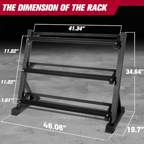 RitFit Rubber Hex Dumbbell Set with Storage Weight Rack - style: 660 LBS (5-55LB)