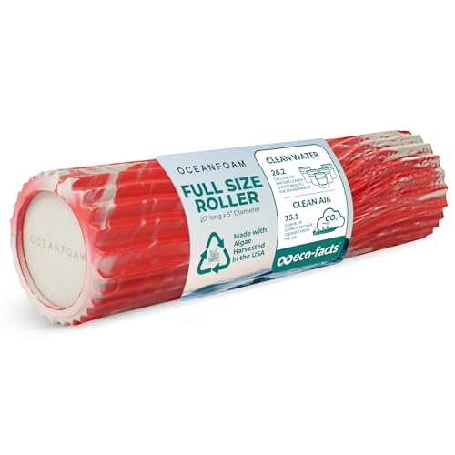 Tidal Roller - Red Marbled - Muscle Massage Foam Roller for Back Pain & Stretching - Firm and Ergonomic Wide Wave Textured - Yoga, Athletics, & Wellness - Full Size, 20" x 5" - color: Red Marbled