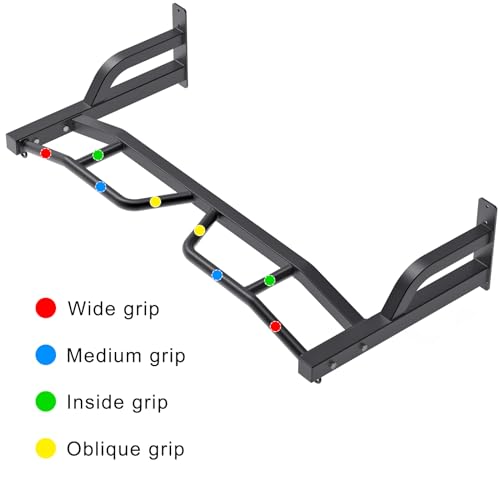 Kipika 48" Ceiling Mounted Pull Up Bar, Heavy Duty Multi-Grip Chin Up Bar,Mounted Pullup Bar, Adjustable Height, Pull Up Bands for Chin Ups & Body Stretching, Ideal for Home Gym and Strength Training - color: 48" Wall Mounted Pull Up Bar
