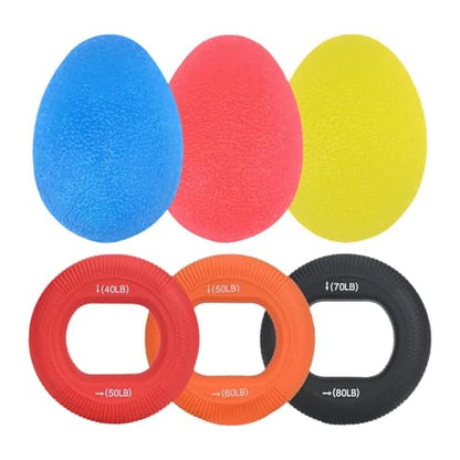 6Pcs Grip Strengthening Kit with Hand Grippers and Rings for Workouts