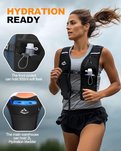 ISEYOU Running Vest for Women Men, Reflective Hydration Vest with Adjustable Waistband & Phone Pocket, Lightweight Breathable Running Water Vest for Jogging Hiking Trail Cycling and Marathon Race - size: Large
