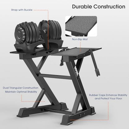 Adjustable Dumbbell Rack Weight Rack Heavy Duty, Home Gym Dumbbell Storage Stand Holder - color: Black