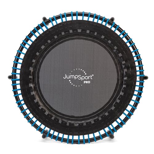 JumpSport 350 PRO 39 Inch Fitness Trampoline Indoor Rebounder Cardio Workout Equipment 300 lb Capacity - color: Black/Blue