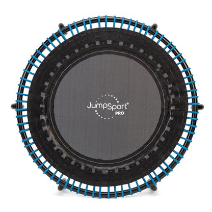 JumpSport 350 PRO 39 Inch Fitness Trampoline Indoor Rebounder Cardio Workout Equipment 300 lb Capacity - color: Black/Blue