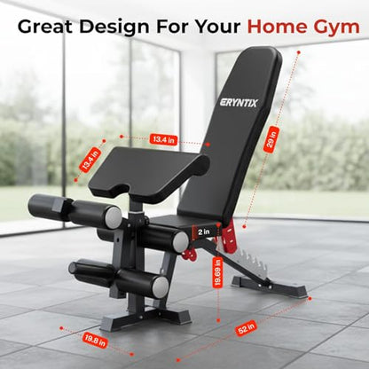Adjustable Leg Extension and Curl Machine, Foldable Pro Heavy-Duty Weight Bench, 1600LBS Workout Bench, 21-Position Multifunctional Weight Benchs, Iscc Plus Certified for Home Gym