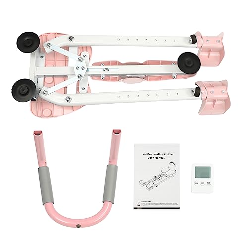 Leg Stretcher, 265LBS Leg Stretch Machine, Adjustable 3 Bar Leg Split Extension Machine with Forward Reverse Magnetic Timer PU Cushion Flexibility Stretching Equipment to Stretch - color: Pink