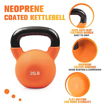 RitFit Neoprene Coated Kettlebell Weight Set, Solid Cast Iron - color: 75LB (20-30LB）