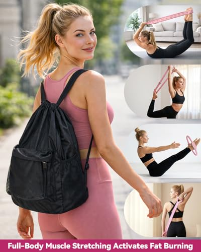 Pilates Kit for Home,24 pcs Workouts Sets for Women 14”Pilates Circles 8" Yoga Ball, Resistance Band for Ankle,Back,Legs,Glutes,Pilates Equipment Ideal for Home Gym & Travel Fitness Essentials