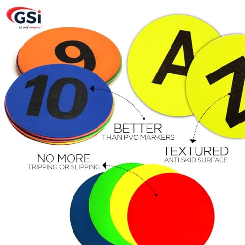 GSi Spot Markers – Non-Slip Non-Toxic Poly Spots – Floor Markers for PE, Sports & Classroom Activities