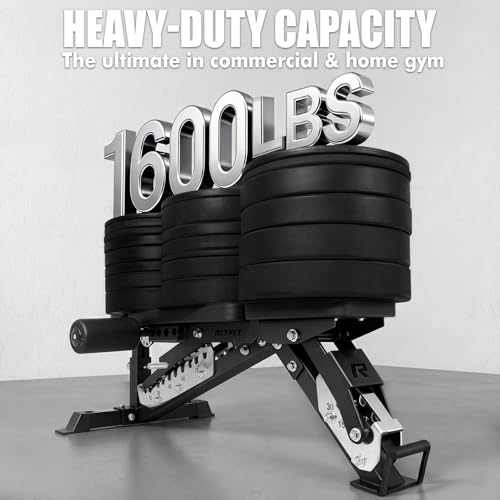 RitFit Adjustable/Foldable Utility Weight Bench for Home Gym - color: BLACK(3-Section)