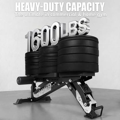 RitFit Adjustable/Foldable Utility Weight Bench for Home Gym - color: BLACK(3-Section)